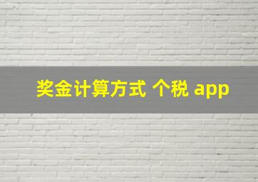 奖金计算方式 个税 app